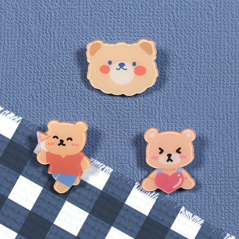 Soft and Adorable Bear Badge Cute Cartoon Acrylic Brooch Clothing Bag Accessories Accessories E-Commerce Gift