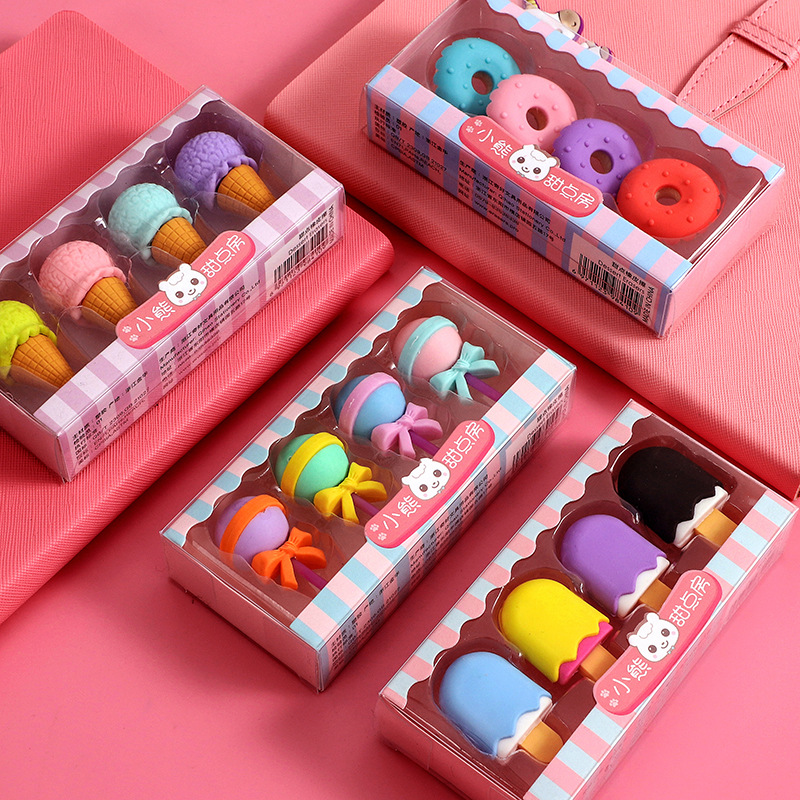 奇好创意橡皮擦儿童趣味立体造型拼装甜点冰激凌蛋糕橡皮擦8410