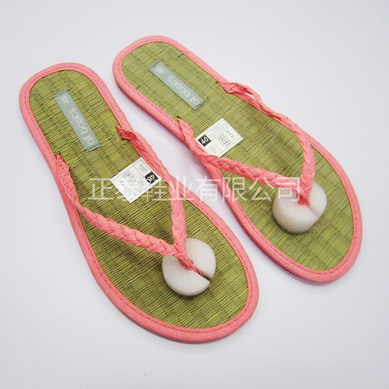 factory customized logo pattern flip-flops flip-flops women‘s woven straw mat sandals wholesale