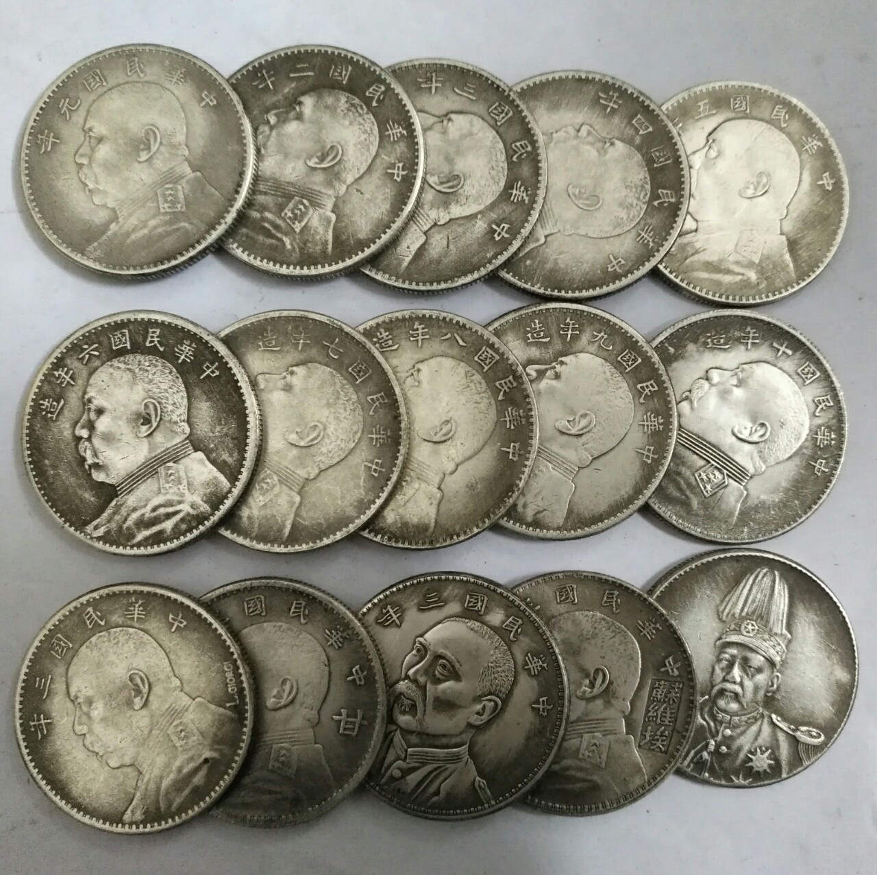 直径39mm铜芯镀银仿古银元大头十六枚全套