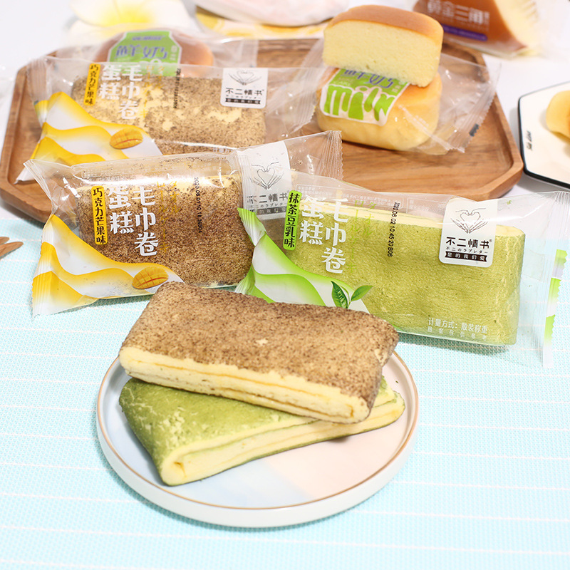 不二情书千层毛巾卷蛋糕 抹茶豆乳巧克力芒果味 4斤