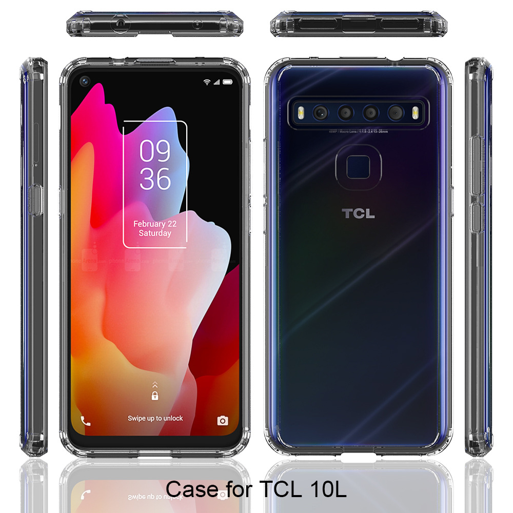 适用于tcl 10l透明tpu防刮花手机壳亚克力四角气囊保护套