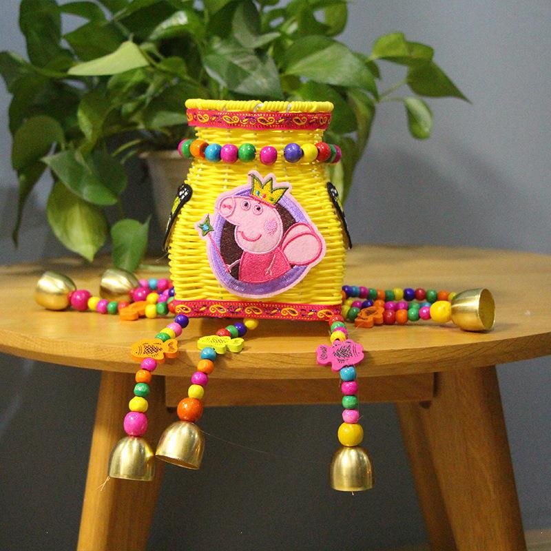 儿童背篓后背式小背篓藤编手工背篼竹编小孩宝宝风铃铛民族风摄影