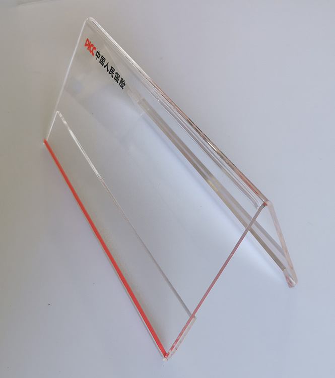 烫金uv打印标志桌牌 弧形展架 热弯高透亚克力产品架 l型二维码牌