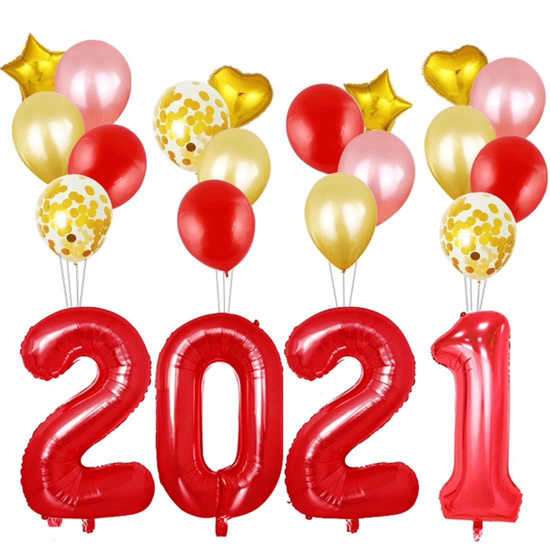 32寸2021数字气球套装新年商场橱窗年会装饰用品纪念派对装饰气球