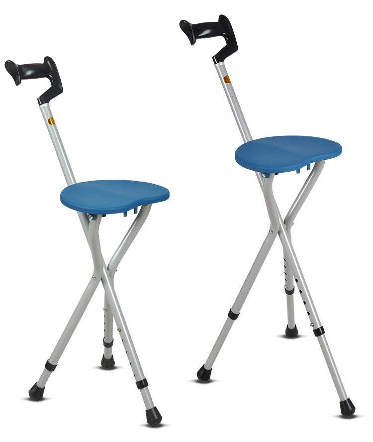老年人助行拐杖凳 折叠椅助行器板凳 四角脚拐棍手杖椅凳子批发