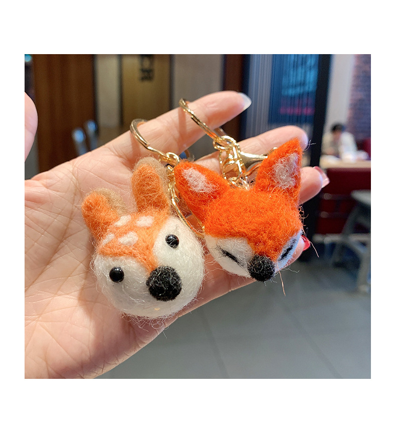 diy羊毛毡钥匙扣女可爱玩偶毛绒青蛙小挂件卡通情侣学生熊猫挂饰