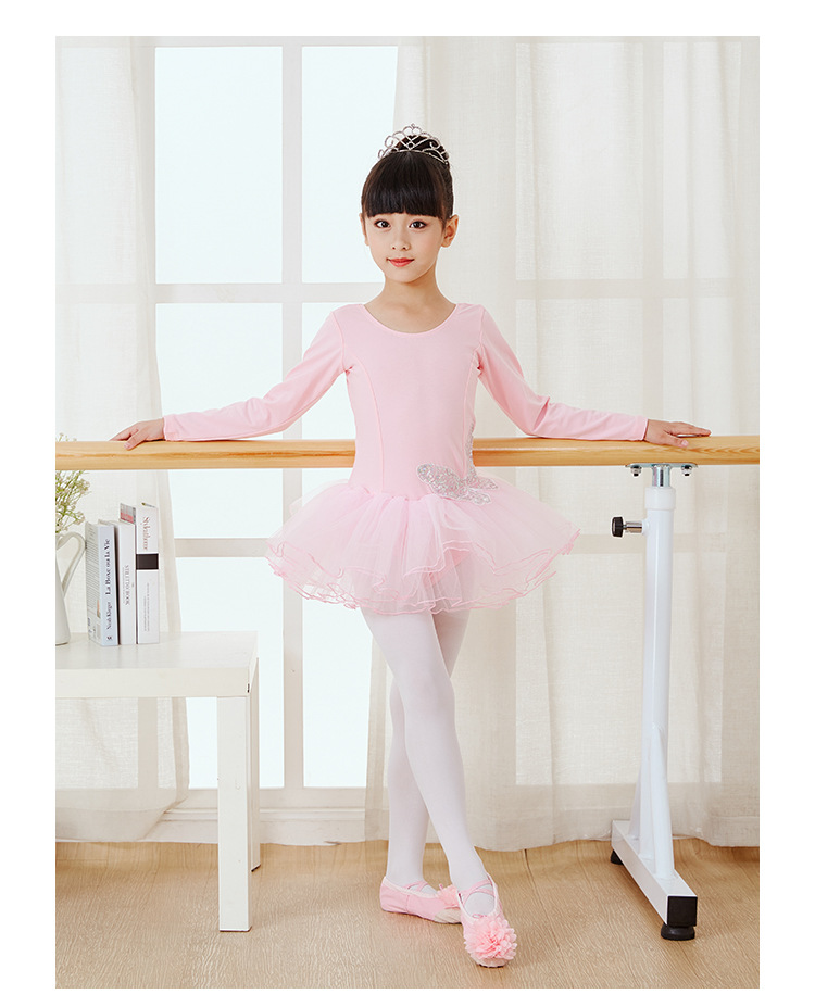 儿童舞蹈服幼儿芭蕾舞蹈裙女童秋冬季长袖考级练功服演出蓬蓬纱裙