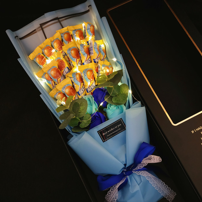 33颗阿尔卑斯棒棒糖花束透明礼盒卡通花束生日节日情人节礼物