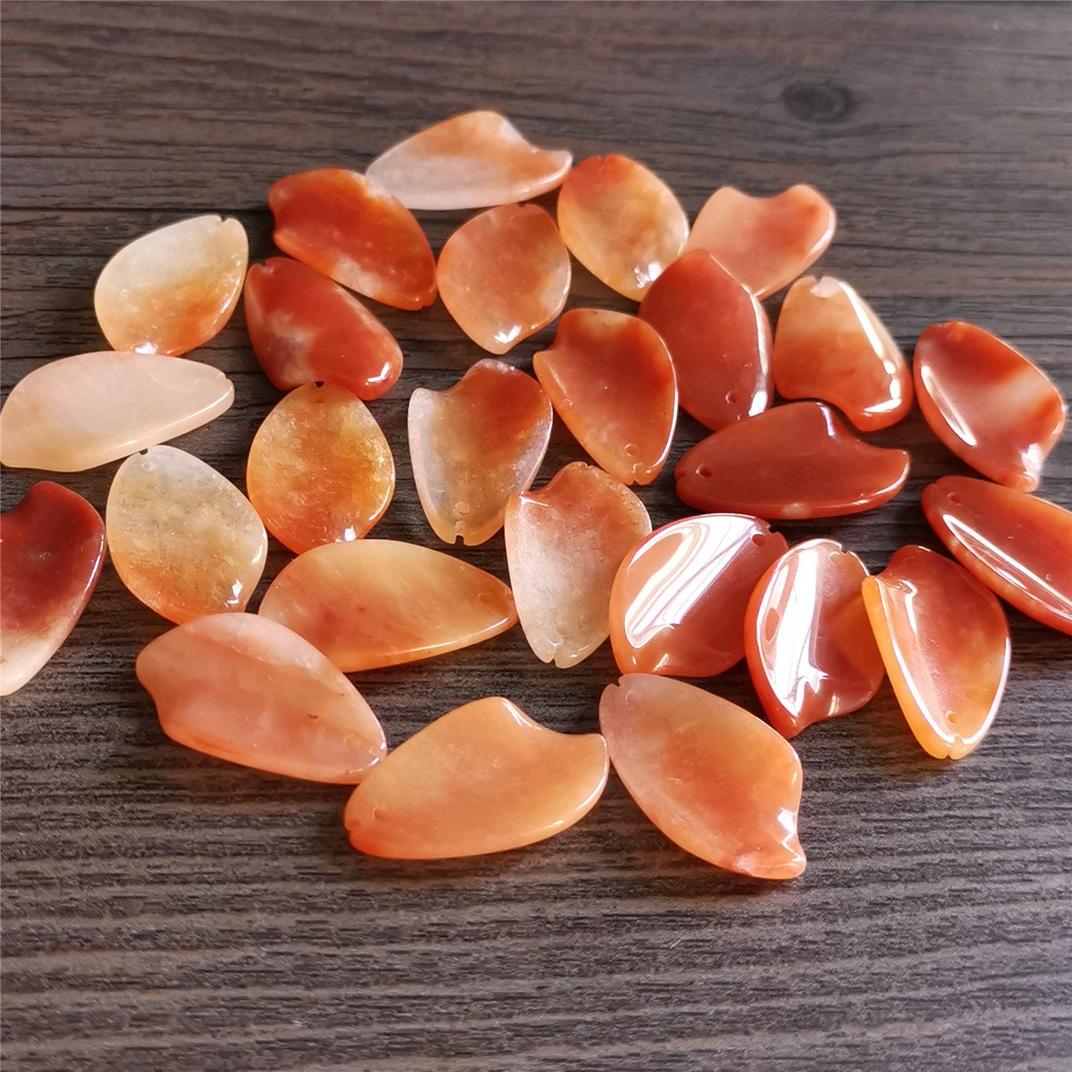 原创设计天然红丝玉花瓣金丝玉14*24扭形 菱形花瓣diy发簪