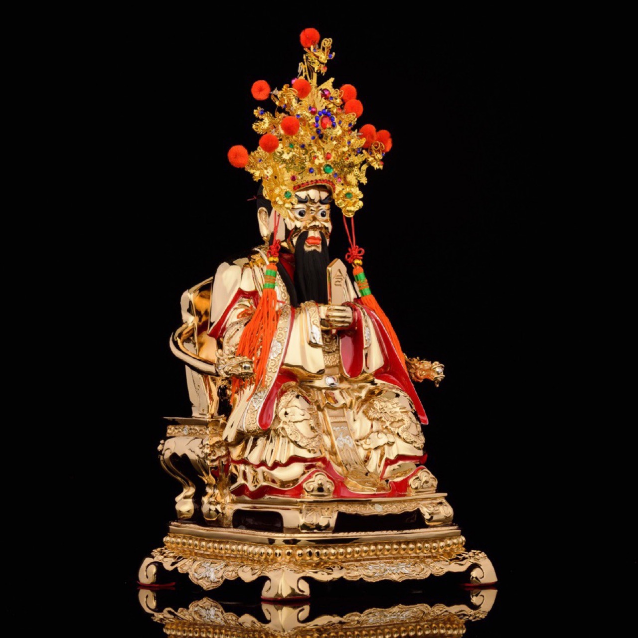 台湾盛凡铜鎏金 五爷 财神爷 鎏金 高40cm 道教神像 厂家直供