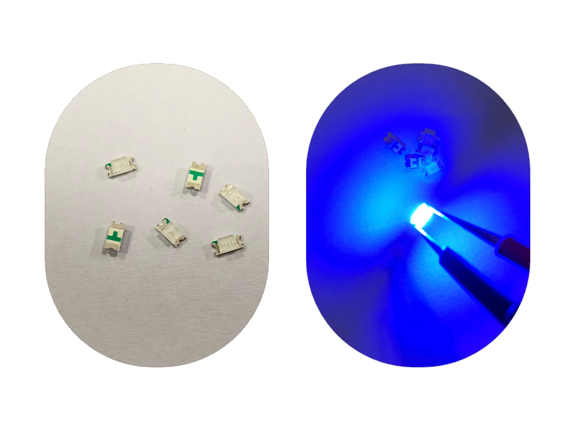 反编1206蓝色高亮发光二极管3216蓝光贴片led灯珠蓝灯反贴背发光