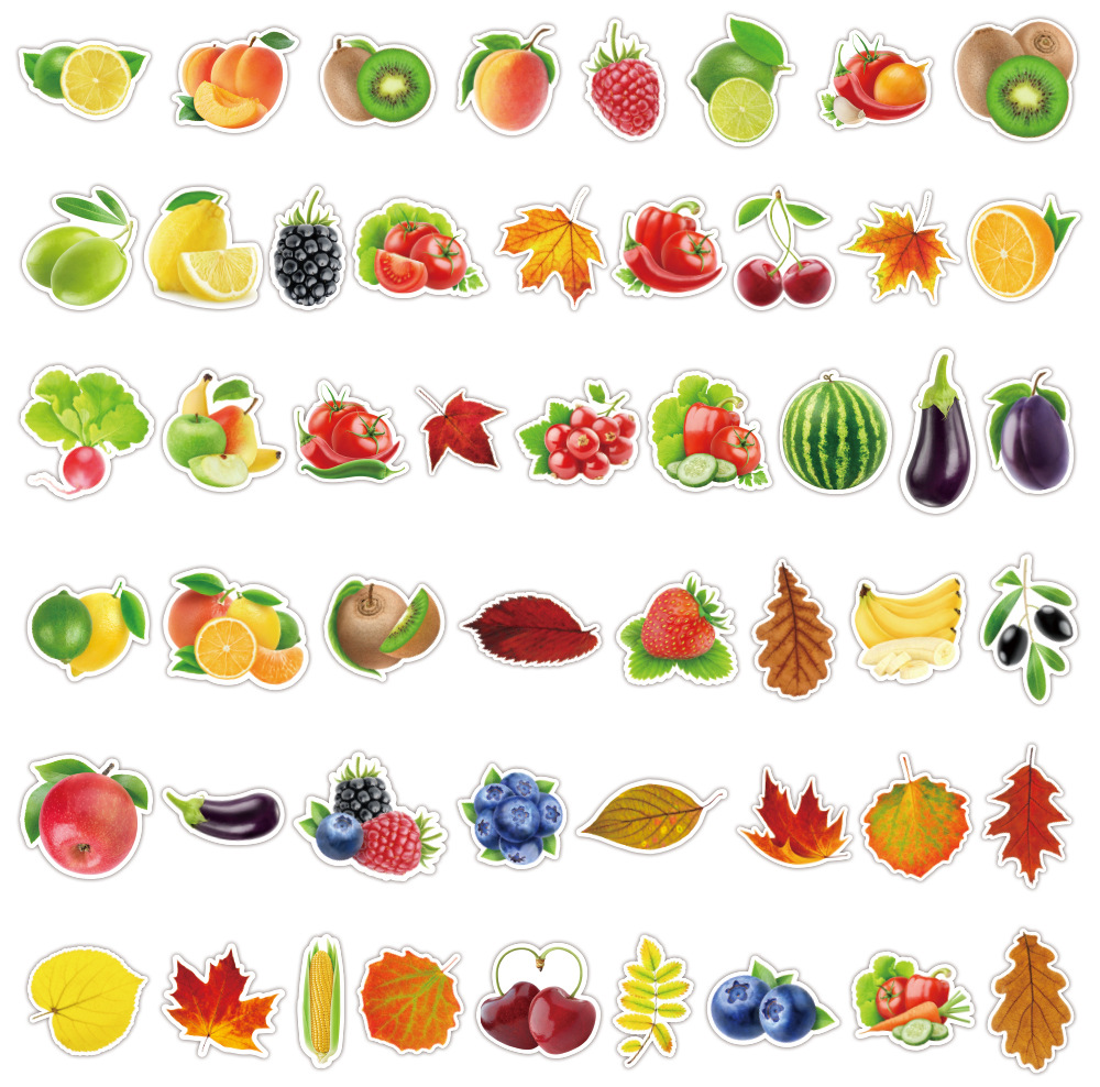 100张水果贴纸防水可移拉杆箱笔记本滑板车摩托车蔬菜绿色贴纸