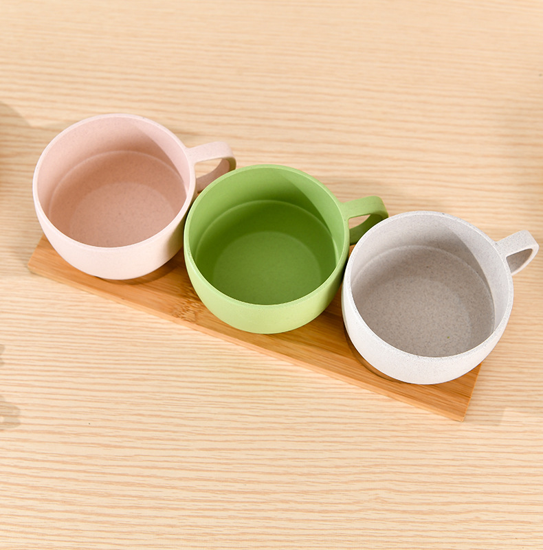 家用塑料咖啡杯 2020年热销款健康环保带手柄麦纤维水杯稻壳杯