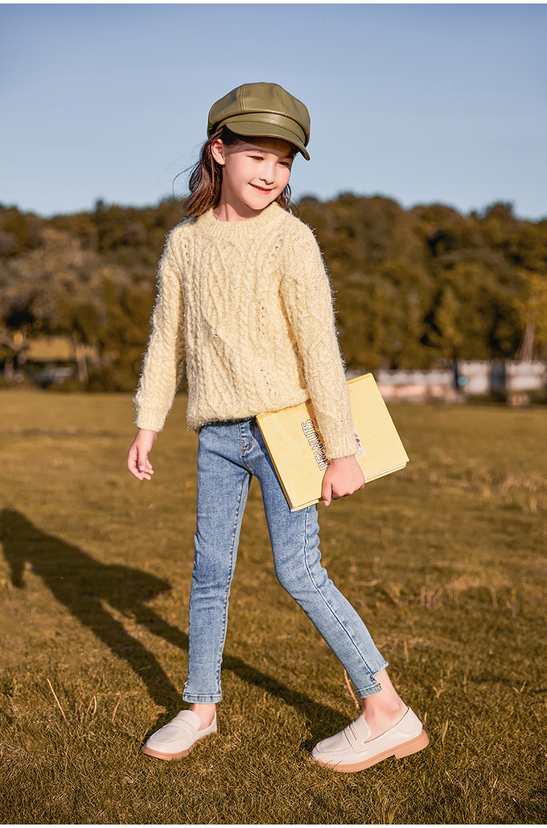 小女孩中大童牛仔裤2020新款韩版时尚小脚弹力牛仔铅笔裤跨境代发