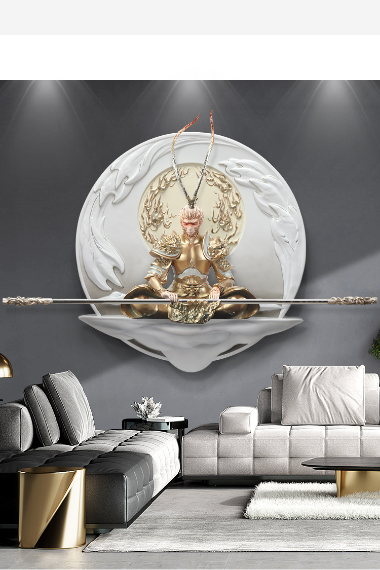 斗战胜佛玄关装饰画客厅墙面3d立体浮雕壁画轻奢餐厅卧室挂画悟空