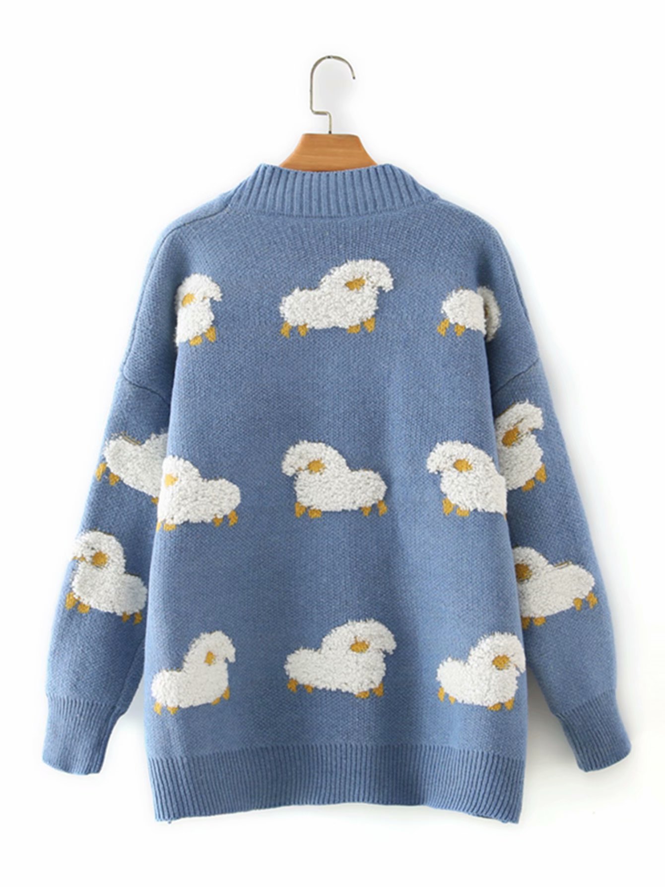 2020秋季速卖通女装小羊提花针织衫毛衣开衫