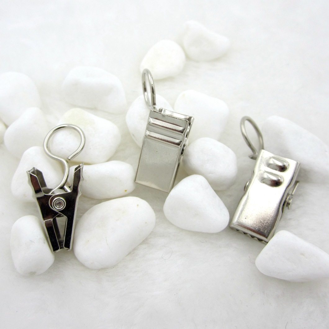 厂家优质金属窗帘夹子 环保电镀镍带齿小铁夹 开口圆钩窗帘夹子