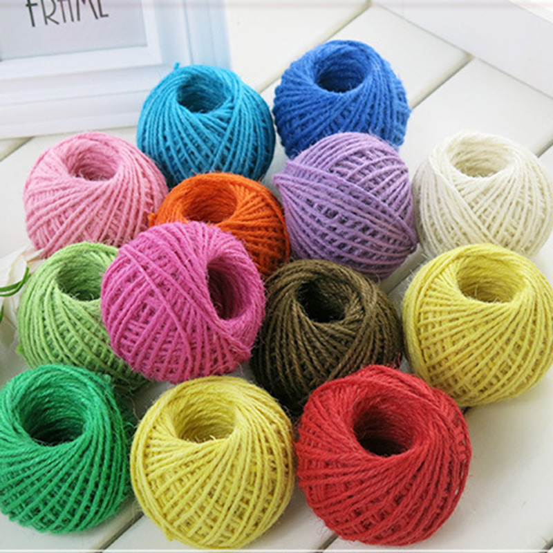 彩色麻绳吊牌绳子幼儿园照片墙diy手工编织夹子装饰绳黄麻绳90米