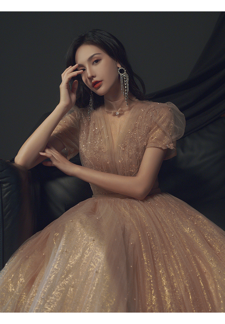 晚礼服女2021新款气质长款伴娘礼服宴会主持法式小礼服裙平时可穿