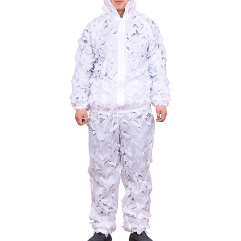 速卖通户外白色雪地网状伪装服吉利服透气隐形雪地吉利服隐身衣