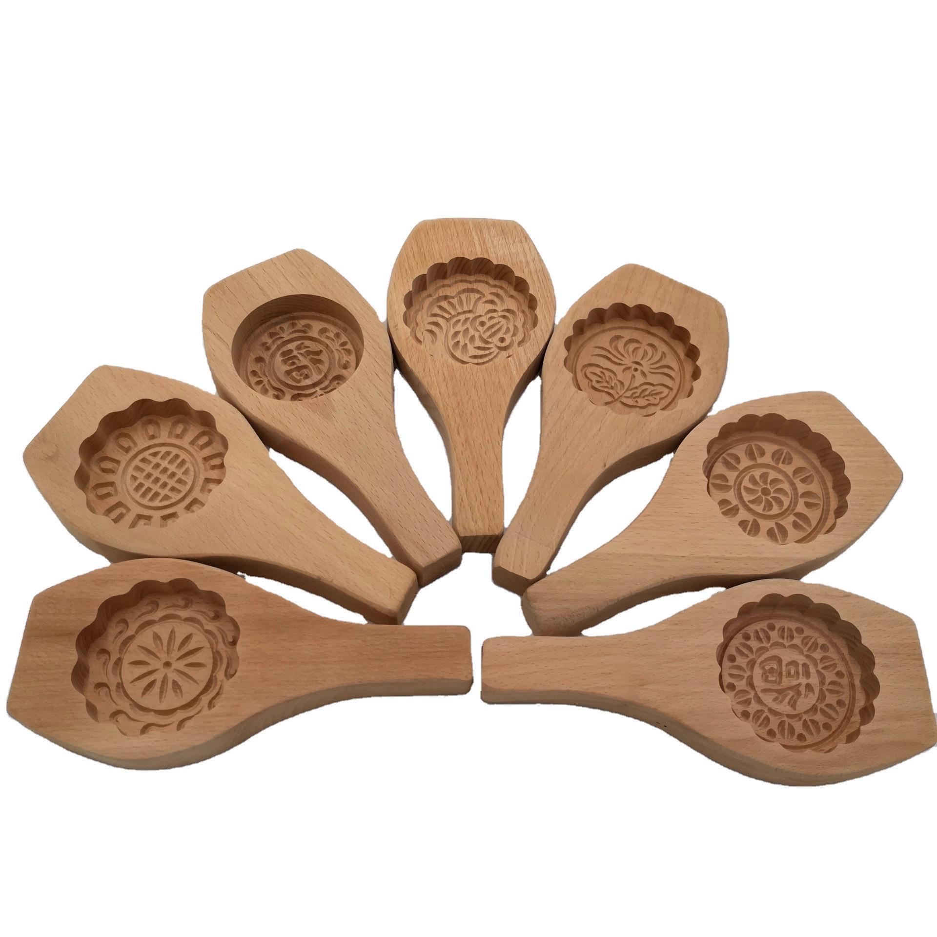 木制木质月饼模具年糕模子绿豆糕南瓜饼干馒头模板单柄7.0cm