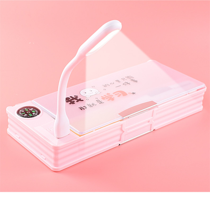 网红多功能usb文具盒带风扇夜灯小学生文具收纳盒大容量铅笔盒