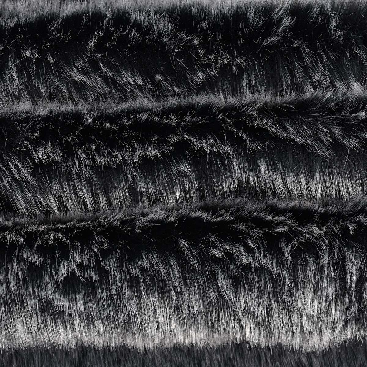 兴丰现货供应仿兔毛面料 黑褪白大毛皮狐狸毛双色长毛绒厂家批发