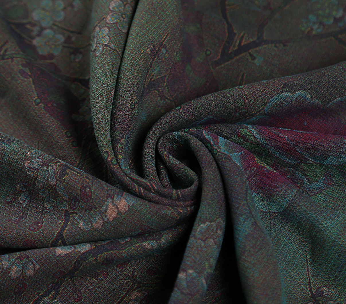 古今丝绸新品蓝雅印花真丝重磅绢丝香云纱布料秋冬旗袍棉衣风衣布