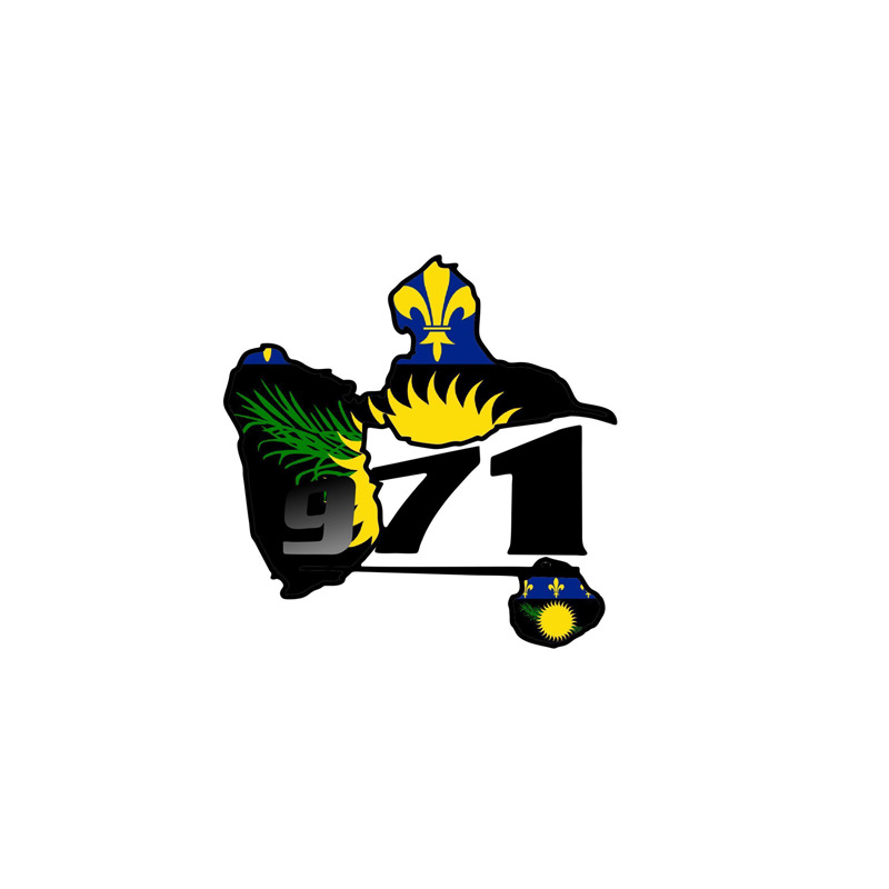 外贸专供 个性车贴瓜德罗普岛971国旗地图汽车贴纸贴花覆盖划痕