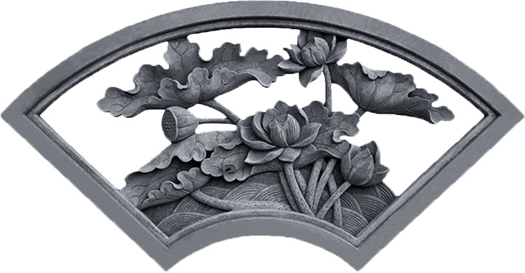 扇形镂空砖雕 仿古砖雕影壁墙装饰透窗 扇形古建花窗浮雕装饰