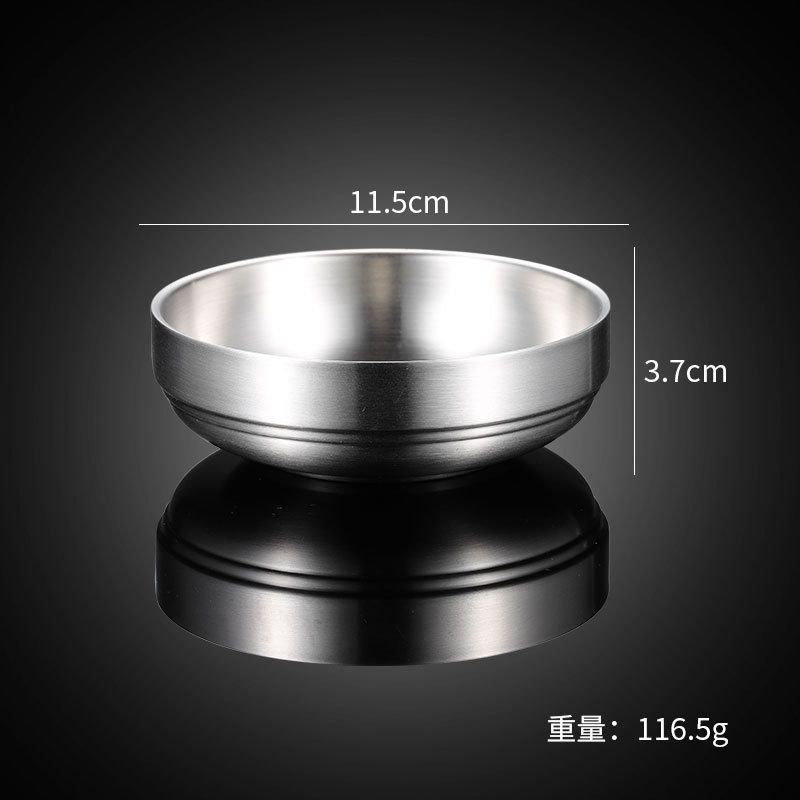 304 Stainless Steel Double-Layer Thickened Disc Dish Fruit Plate Barbecue Plate Bright Sanding Restaurant Hotel Canteen