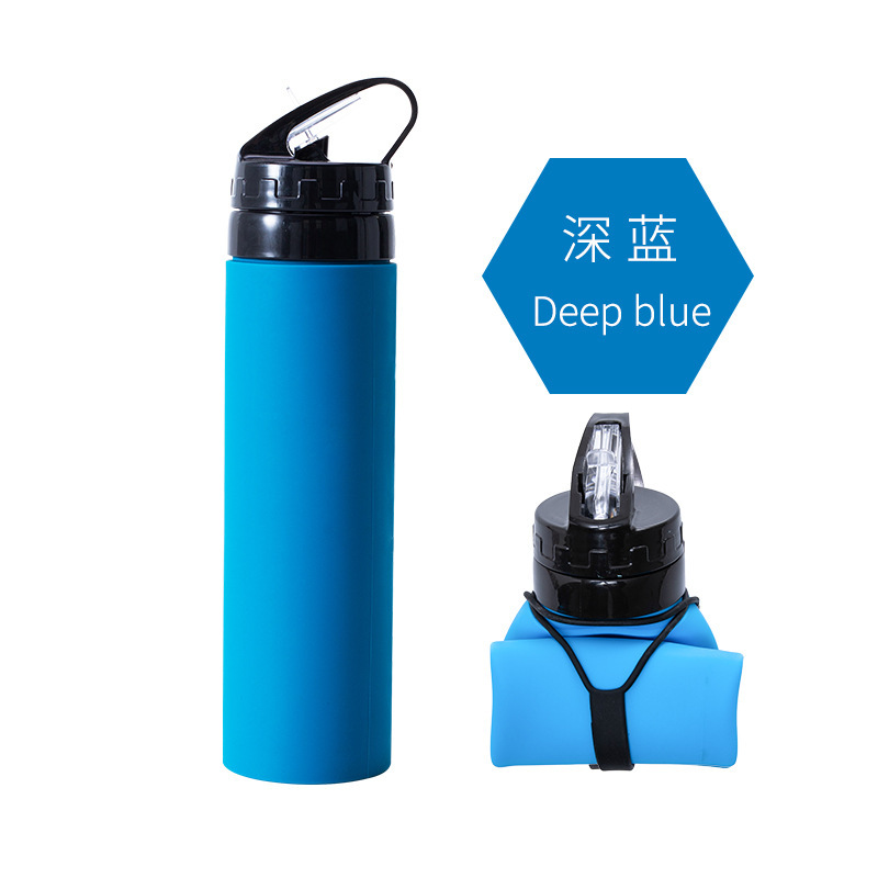 Spot Customizable Color Cross-Border Silicone Sports Kettle Foldable 600ml Large Capacity Outdoor Gift Cup