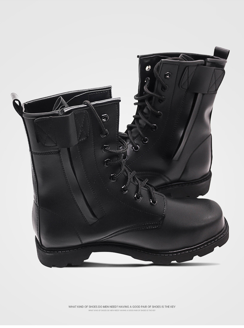 厂家钢头钢底作训鞋子高帮黑色军靴户外登山鞋轻便马丁靴作战军靴