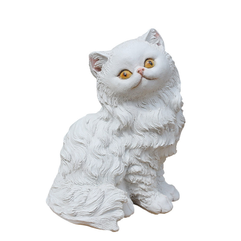 Simulation Persian Cat Decoration Cute Animal Resin Model Fake Cat Doll Home Decoration Living Room TV Cabinet Decoration