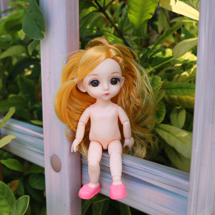 新款16-17厘米小芭比娃娃13关节丁小马白肌素体裸娃ob11玩具女