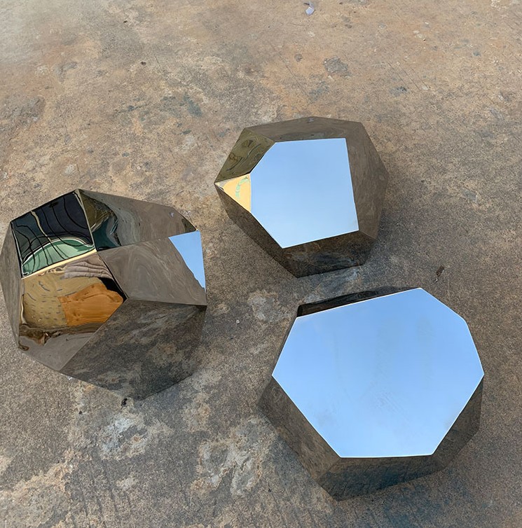 不锈钢石头镜面石头304不锈钢鹅软石不锈钢几何石头