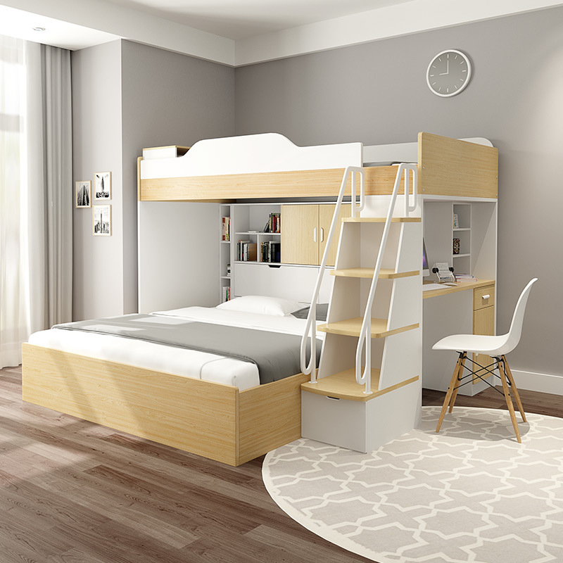 多功能组合高低子母床儿童床成年定制铺大人双层两层床带书桌一体