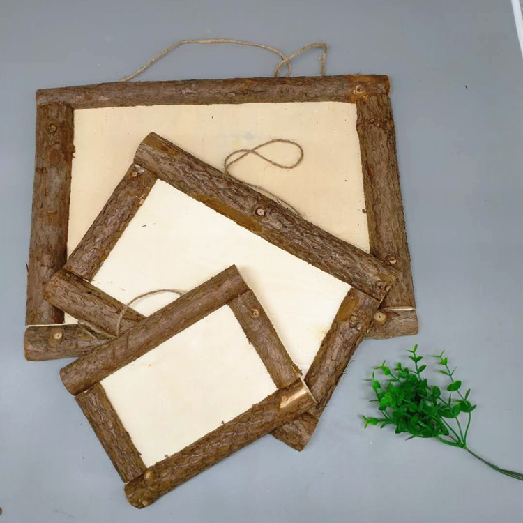 树皮相框 儿童手工diy木质白胚相框雪花泥粘土画框环境装饰