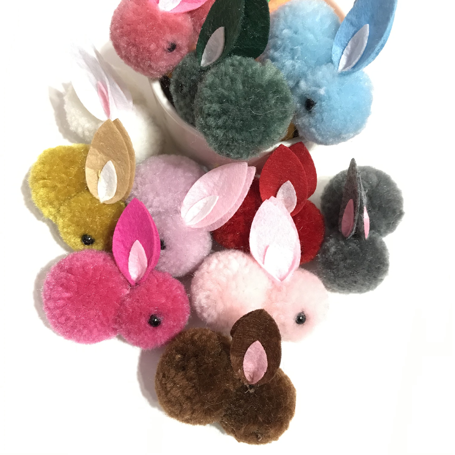 可爱小兔子毛球 卡通立体兔子毛球 冰岛毛兔子 女系发饰发圈配件