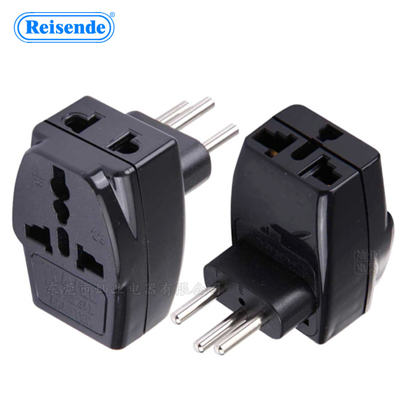 瑞士标三圆脚电源转换插头插座一转三位多功能扩展插座国外旅游用