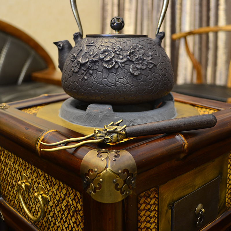 竹茶炉 仿古竹制炭炉煮茶火炉木炭橄榄碳炉 铁壶炉功夫茶道烧炭炉