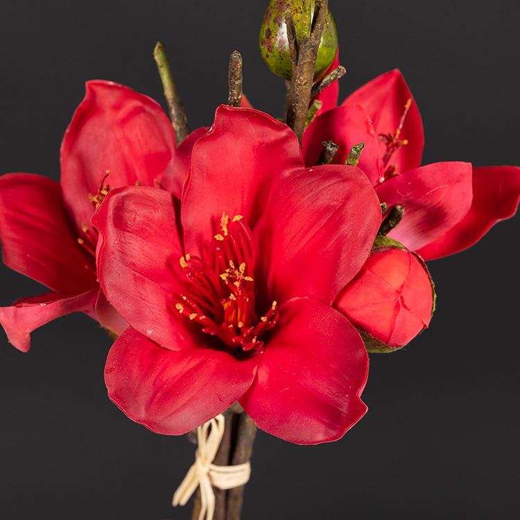 木棉花假花手捧花束把束英雄花样板房餐桌茶几装饰陶瓷玻璃瓶花艺