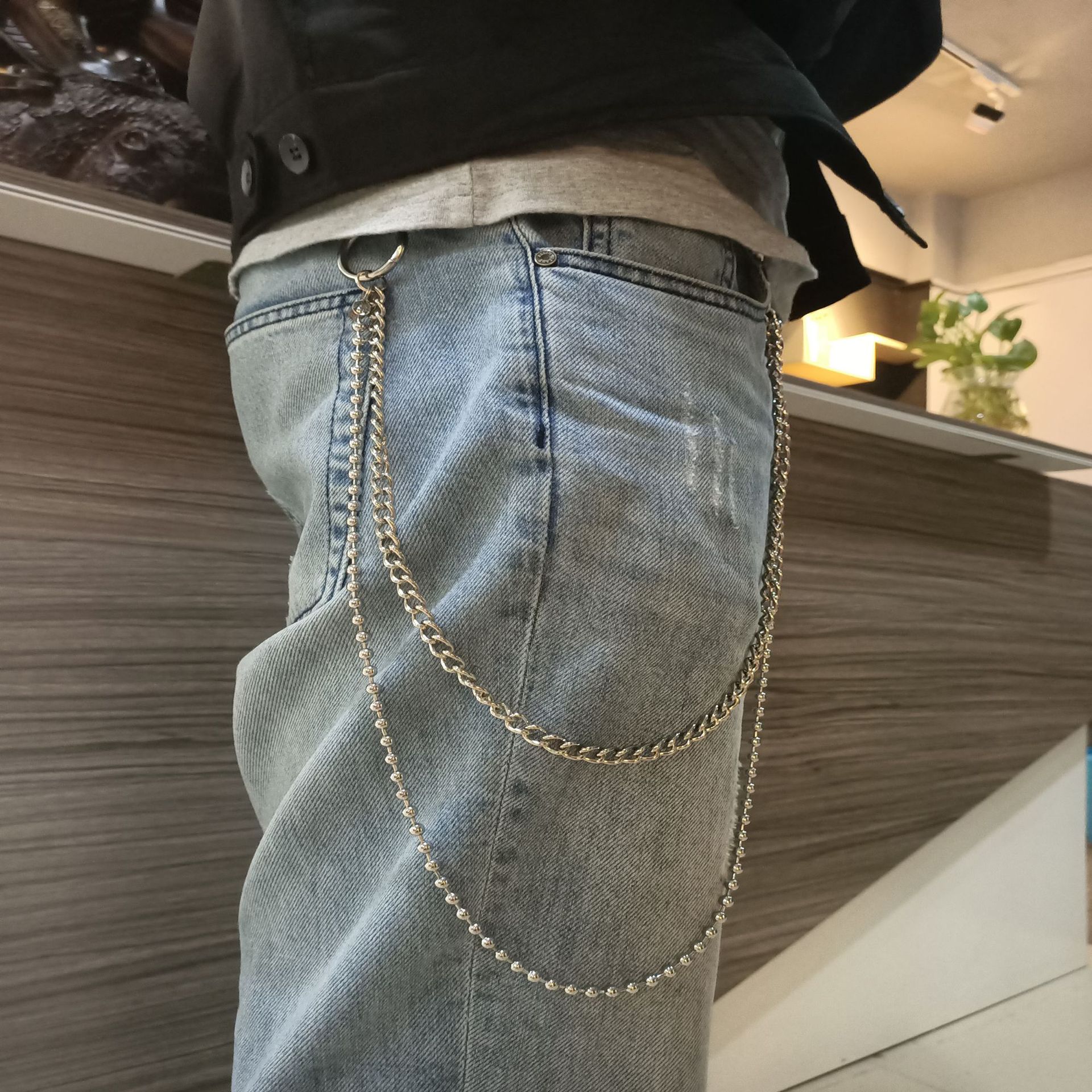欧美时尚裤链 嘻哈朋克金属裤链 个性链条腰链牛仔裤配饰挂件