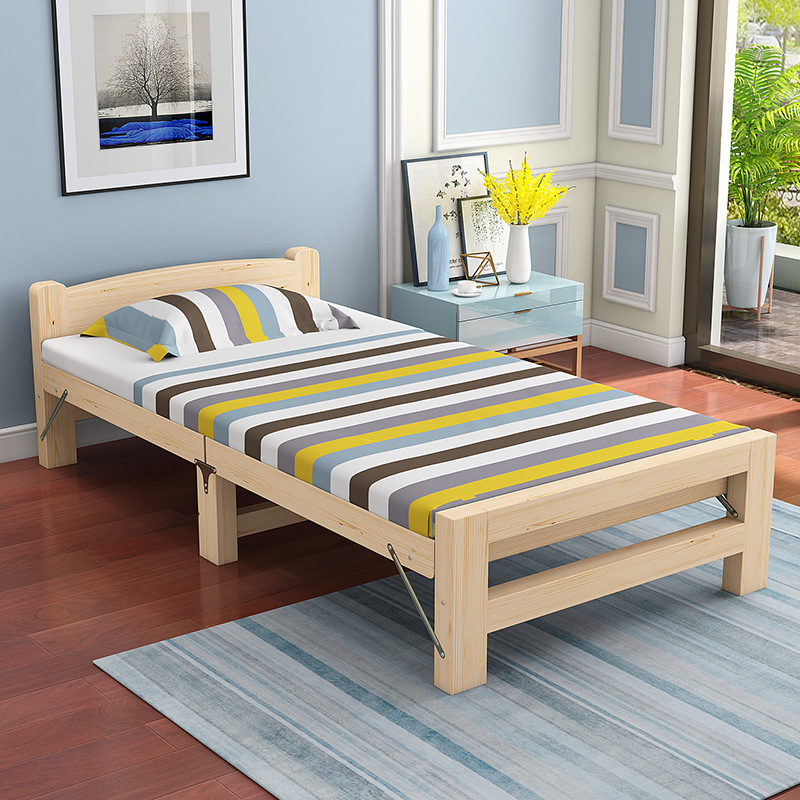 实木折叠床家用1.2米单人床简易午休床双人床出租房用经济型小床