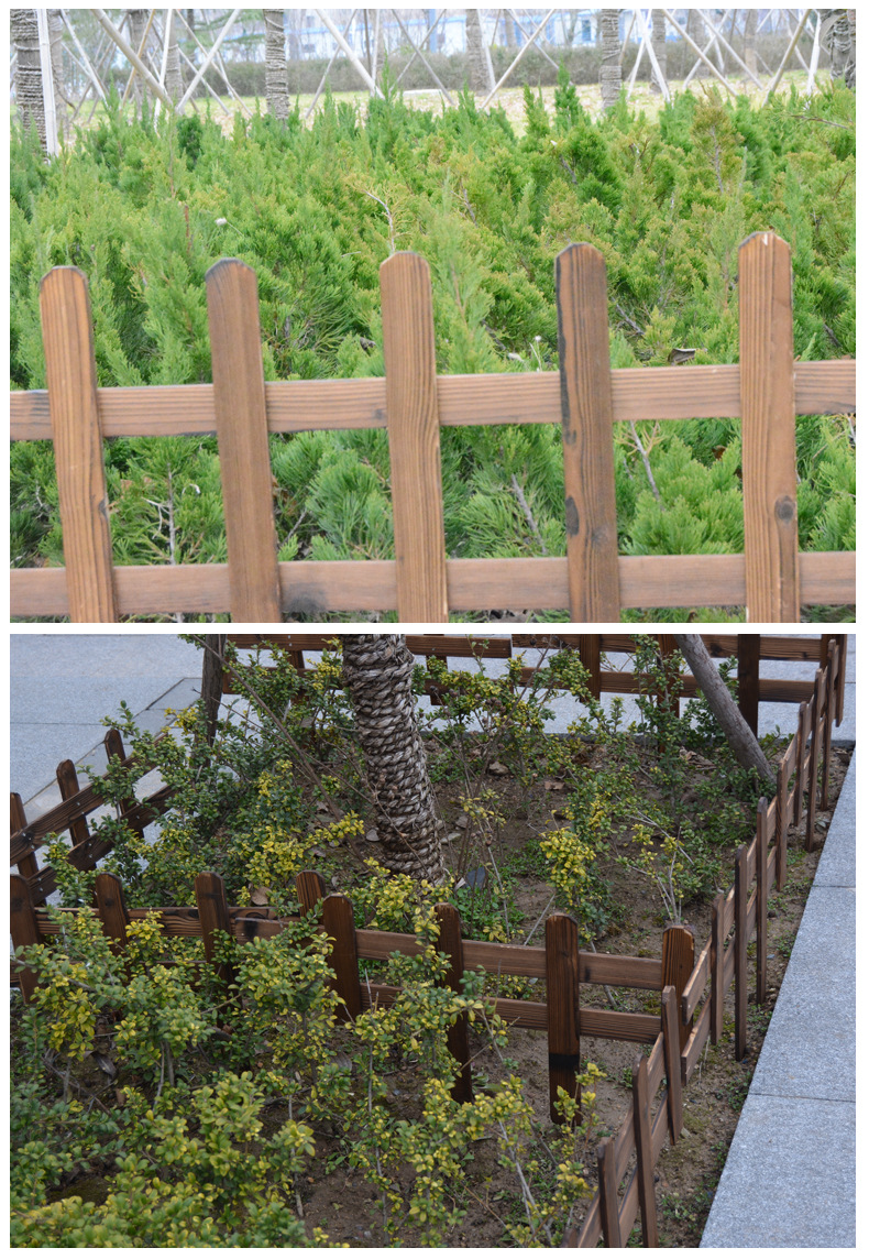 碳化防腐木插地木围栏 庭院实木小栅栏户外田园木桩篱笆花园护栏