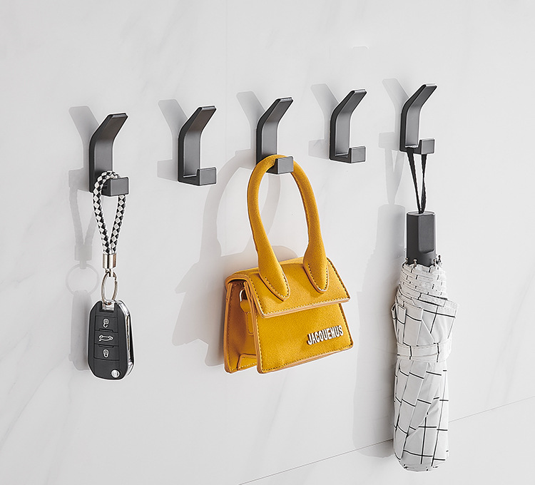 黑色挂衣钩试衣间太空铝白色衣服挂钩壁挂墙壁卫生间衣帽挂钩单钩