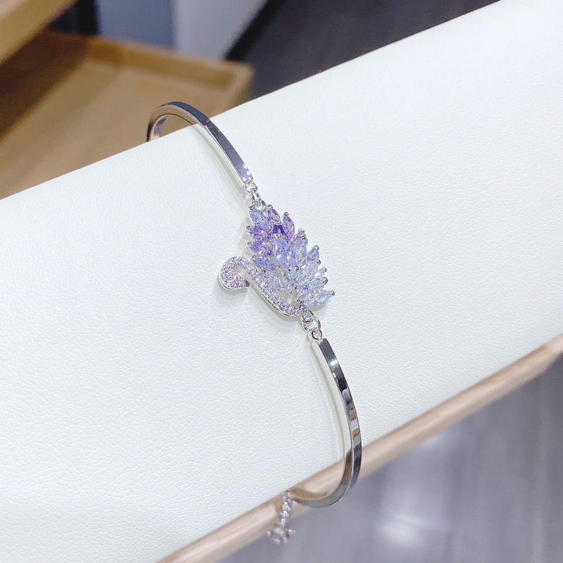 Fashion Gradient Swan Color Zircon Bracelet Japanese and Korean New Popular Jewelry Mori Style Dignified Goddess Jewelry Wholesale