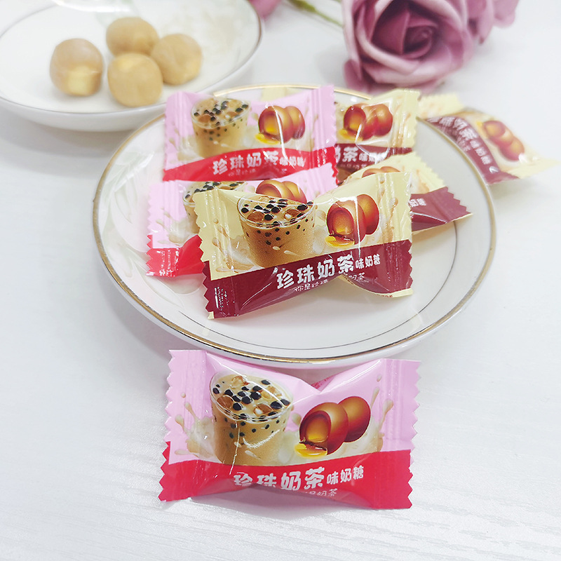 台式珍珠奶茶糖果散装网红创意零食奶茶味奶糖