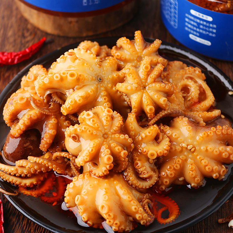 【香辣八爪鱼】包邮320g即食罐装小海鲜零食抖音爆款罐头配菜食品